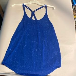 Blue with white dots athletic tank top